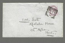 QV One Penny Lilac on cover sent to Lady Scott, Malabar House, St Albans 1894
