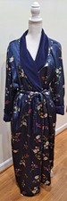 VTG Cacique Lingerie Silky Bath Robe M/L Multicolor Floral Terry Lined Pockets