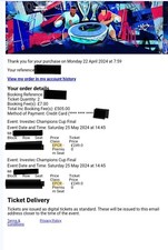 Two tickets for champions cup final Leinster Toulouse May 25 2024