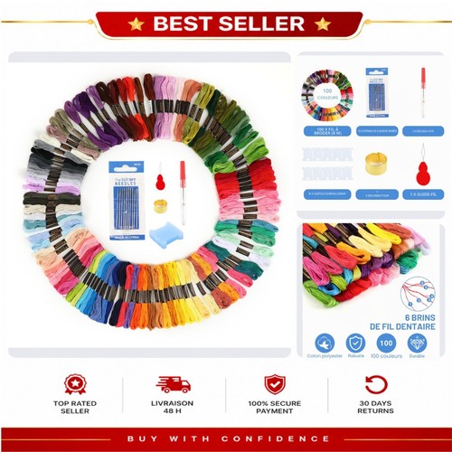 Kit broderie 100 couleurs - kit, fils