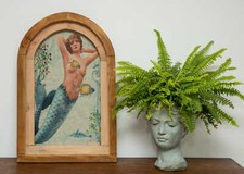 MER, DÉCORATION MURALE RUSTIQUE, SIRÈNE, VINTAGE, STYLE RÉTRO