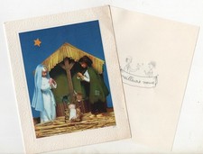 carte double de voeux  "La Crèche "    Les santons de  PEYNET
