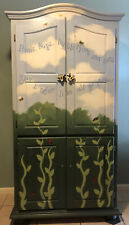 Artist Painted Wardrobe Armoire Nursery Baby Kids In Blues And Yellows And Green