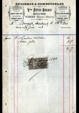 WASSY (52) EPICERY CONFECTIONERY ""Vve PETIN-HERBIN"" invoice in 1893