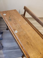 Pupitre d'écolier ancien en bois 2 places