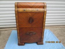 Antique - Art Deco Waterfall Nightstand or End Table Inlaid Design FREE SHIPPING