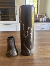 2 Heintz Silver Over Bronze Vases Art Deco
