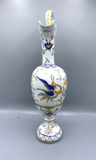 Grande aiguière ancienne Martres-Tolosane – décor floral et oiseau signé