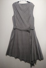 Cora Kemperman ~ Dress Size XXL - Black & White Check Zip Belted Fit Flare - Vtg