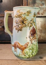 Rare Pichet Barbotine Majolique XIXe  Mouzin Lecat & Co Nimy H 20,5 Cm