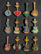 Hard Rock Cafe Pin Lot Chicago Hinged Guitar 2006 Monthly Series Set LE 300