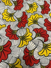 TISSU WAX polycoton  fleurs de mariage 6 yards
