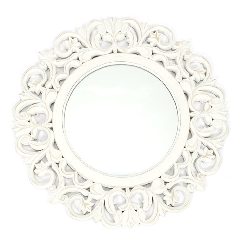 Miroir sculpté blanc style - miroir, sculpté,