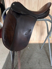 County DRESSAGE Saddle 17" Wide Tree *VGC* LONG Billets  Made in England Brown