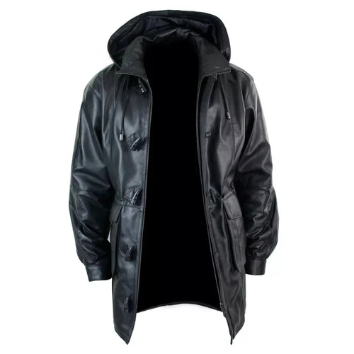 Manteau trench cuir noir - cuir,