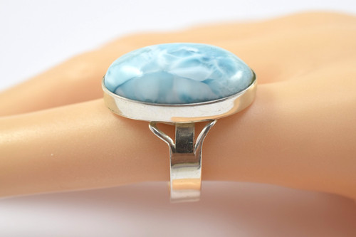 Bague larimar dominicaine - larimar, bleu