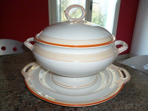 Soupiere plat faîence - faÎence,