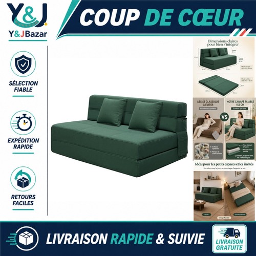 Canapé lit futon pliable - 4, en