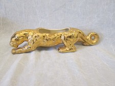 24KT GOLD Panther Puma Art Pottery Vintage PLANTER