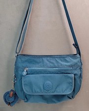 **Kipling Syro Teal Crossbody Shoulder Bag Purse with Monkey Keychain** GUC!