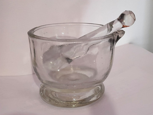 Ancien mortier pilon verre - ancien,