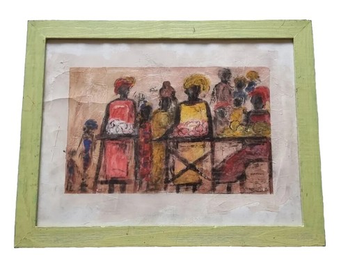 Painting oil african scene - painting,