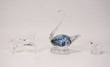3 pcs Convolute Antique Glass Design Figure 2 Swans And 1 Horse Miniatures