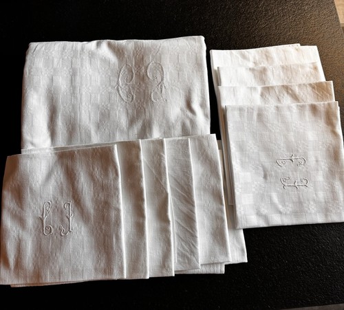 Nappe ancienne lin - ancienne, monogramme