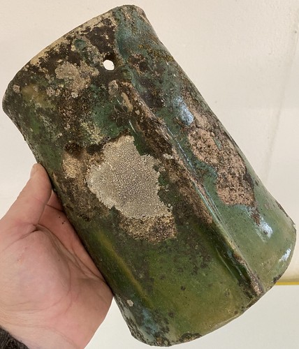 Antique green varnished tile - antique,
