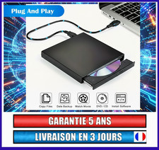 Lecteur CD DVD Externe USB, Graveur Slim Portable PC/Mac, Plug & Play, Rapide