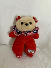 Vintage Ajena Plush Bear Jumpsuit Red Velvet Collar Apple