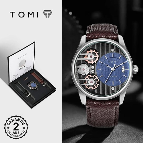 Montre homme simili cuir date - cuir,
