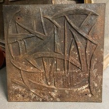 Lecoff Deret Stern Fireplace Sign Cast Iron Vintage Design Modern Art