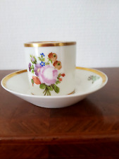 TASSE LITRON ET S/TASSE PORCELAINE VIEUX PARIS MI 19ème Décor fleurs NUM 1 sur 7