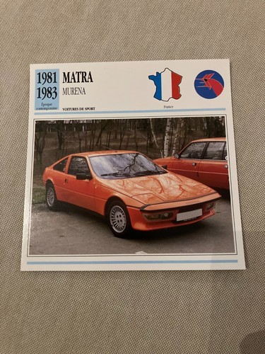 Carte fiche auto - auto, matra