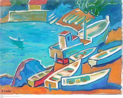 Bord mer azur huile - bord, de