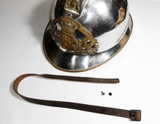 Jugulaire casque de Sapeur-Pompier modèle 1933 cuir marron vieilli, repro.