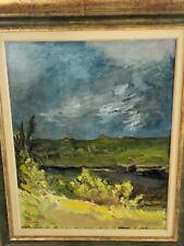 Signed painting. Landscape Nature Country Oil Painting on Wood Panel