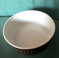 Moule plat à soufflé dish porcelaine à feu Resista Suisse brun et blanc