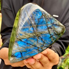 1.6LB Natural Labrador Raw Stone Rainbow Gloss Polishing Stone Energy Chakra