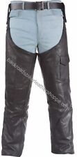 Unisex mens womens leather biker motorcycle chaps leggings 