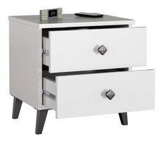 Table de chevet blanche BDW, armoire de chevet avec 2 tiroirs, design...