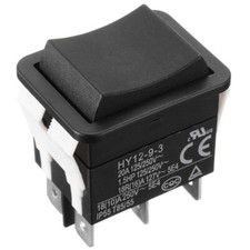   KEDU HY12-9-3 Interrupteurs à Bascule 6Pins 220V 20A 1.5HP IP55 Black, 2-Pack 