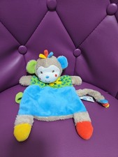 doudou plat singe bleu vert
