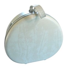 Vintage 60s Samsonite Hat Box Round Luggage Train Case Cream Travel Peach Satin