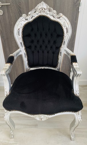 Fauteuil chaise baroque noir - chaise,