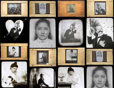 10 PORTRAITS 1880 - Plaques lanterne magique