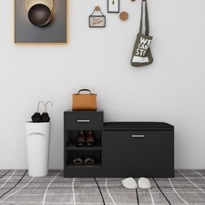 Banc à Chaussures Entrée Salon Blanc et Chêne Sonoma Bois d’Ingénierie vidaXL