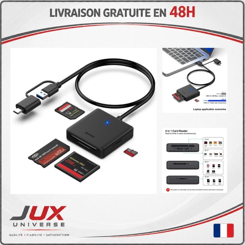 Lecteur cartes benfei 1 - lecteur, 4-en-1