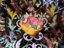 Hubert Bequet - Quaregnon Belgium - Coupe Plat mural - Bouquet fleuri fond noir